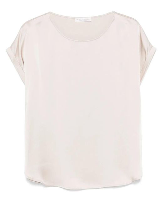 Le Tricot Perugia サテン ブラウス Natural