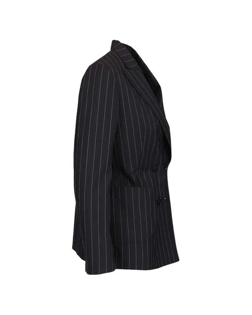 Latorre Blue Pinstripe-Pattern Double-Breasted Jacket