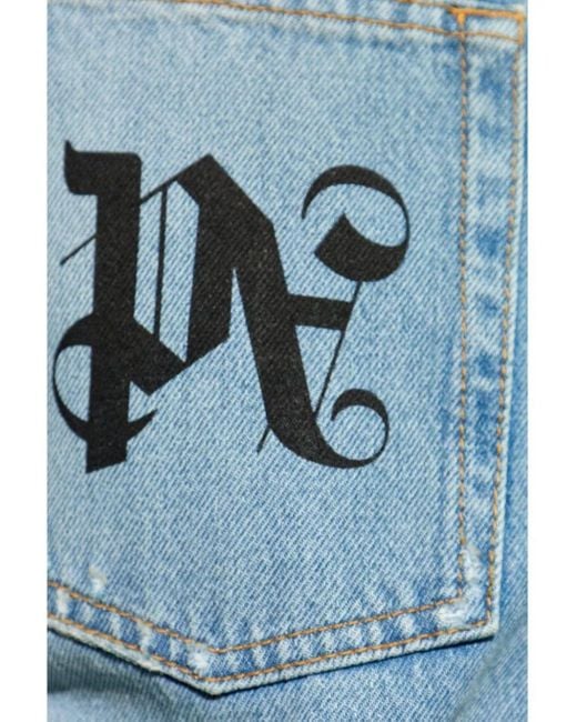 Palm Angels Blue Light Wash Cotton Jeans for men