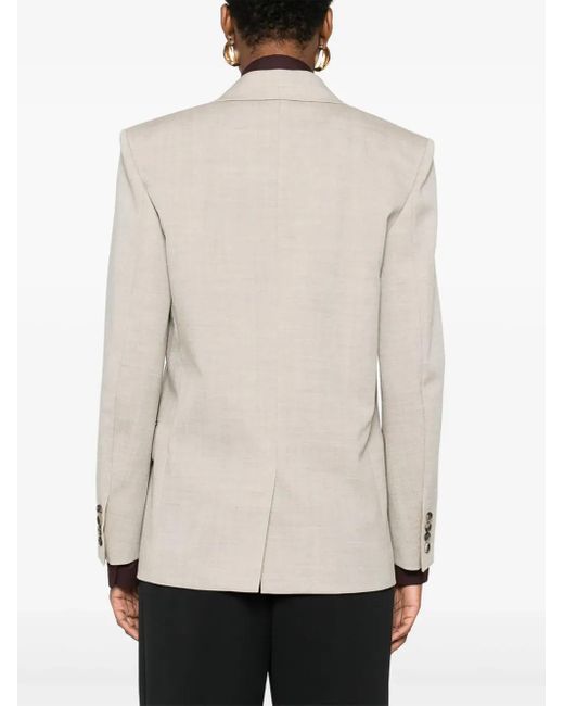 Saint Laurent White Double-Breasted Button Blazer