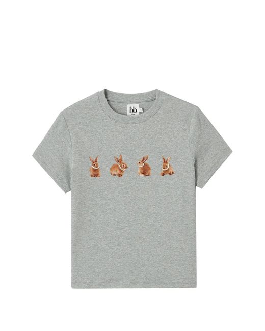 B+ AB Gray Rabbit-Graphic T-Shirt