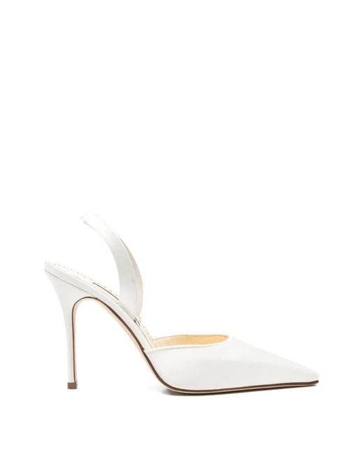 Manolo Blahnik White Borelapla Pumps