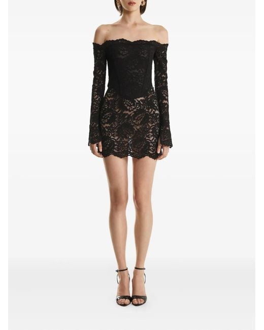 2310 STUDIO Black Off-Shoulder Lace Mini Dress