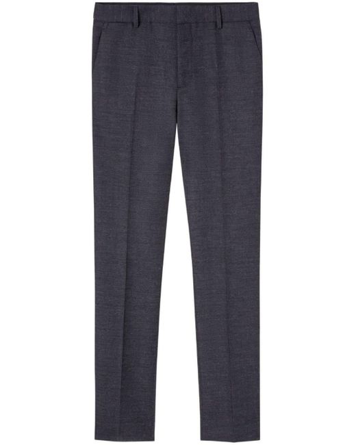 Versace Blue Pressed-crease Cotton Tailored Trousers for men