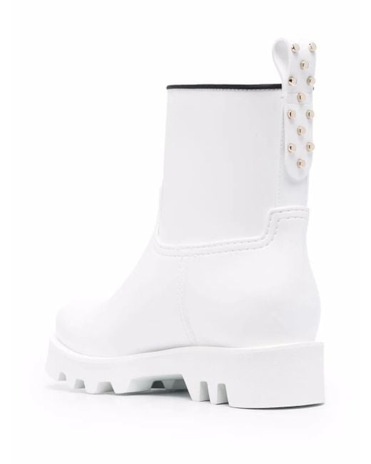 Red(v) White Stud-Detail Boots
