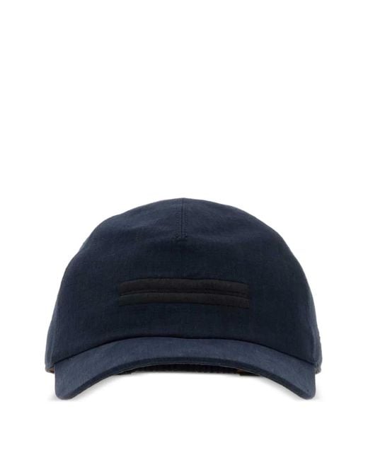 Zegna Blue Logo-Patch Linen Baseball Hat for men