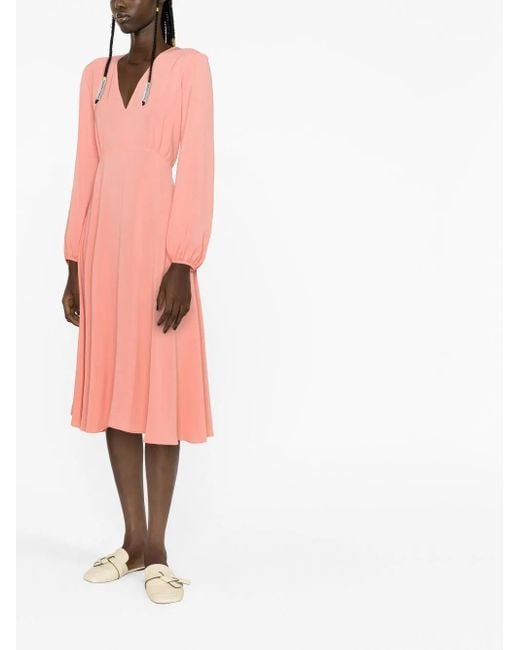 Max Mara Maxi-Jurk Met Lange Mouwen in het Pink