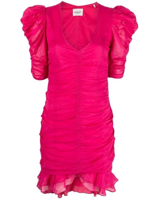 Isabel Marant Pink Sireny Puff-Sleeve Minidress