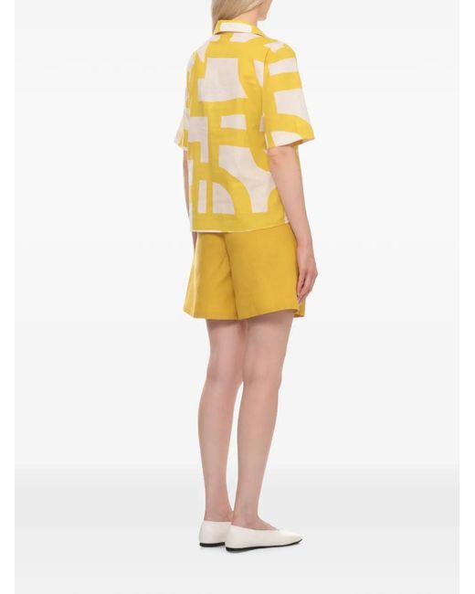 Emme Yellow Abstract-Print Short-Sleeved Shirt