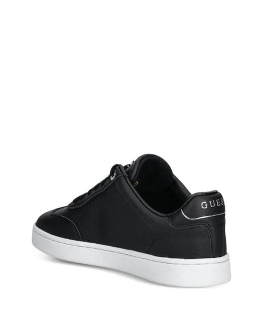 Guess Black Leather Triangle-Logo Sneakers