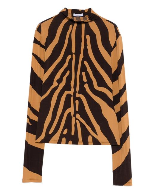 Ferragamo Brown Zebra Print Top