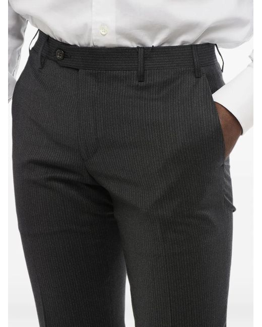 Corneliani Black Academy Pinstripe-Pattern Trousers for men