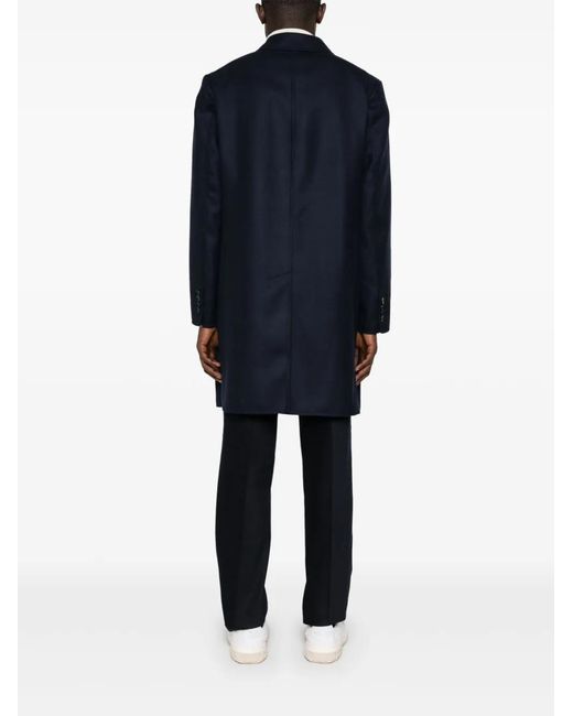 Brioni Blue Felted Coat for men