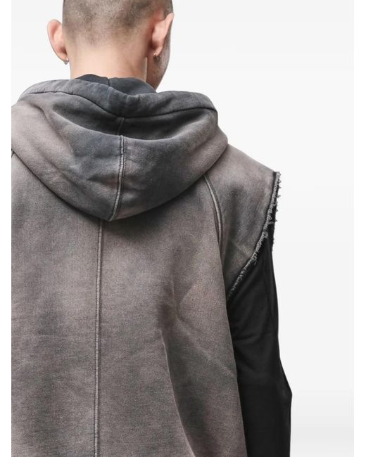 Thom Krom Gray Stone-Wash Hooded Vest for men