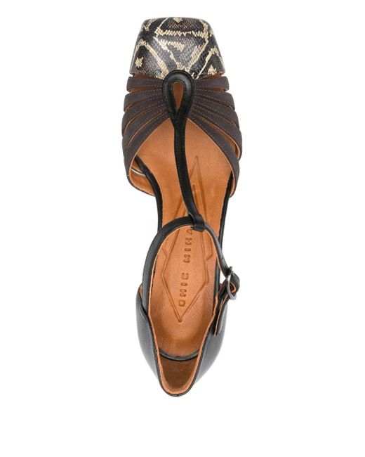 Chie Mihara Brown 60mm T-bar Block-heel Pumps