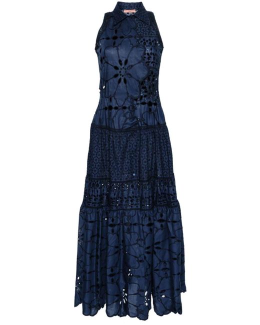 Ermanno Scervino Maxi-jurk Met Broderie Anglaise in het Blue