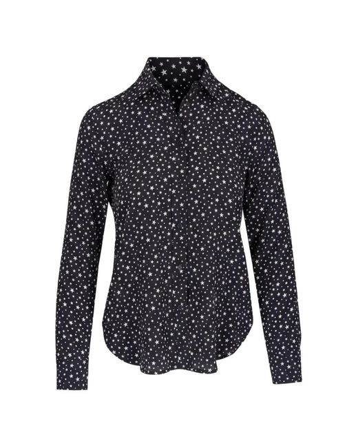 Nili Lotan Blue Gaia Star-Print Long-Sleeve Shirt