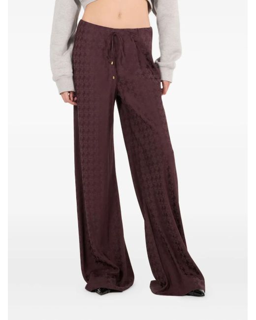 Roberto Cavalli Purple Monogram-Pattern Drawstring Trousers