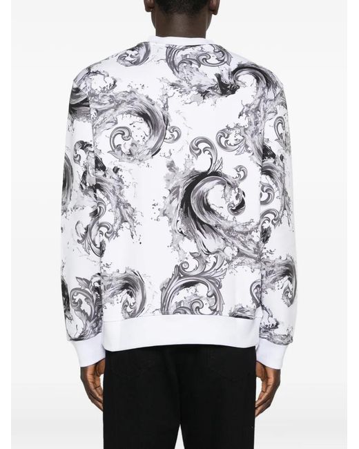 Versace Jeans Couture White Patterned Sweatshirt for men