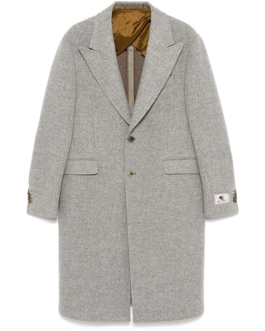 Etro Gray Single-Breasted Coat for men