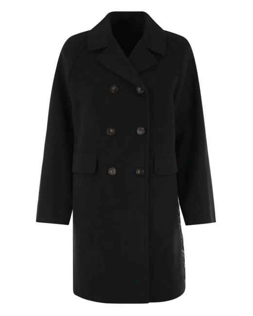 Weekend by Maxmara Gewatteerde Wollen Jas Met Dubbele Rij Knopen in het Black