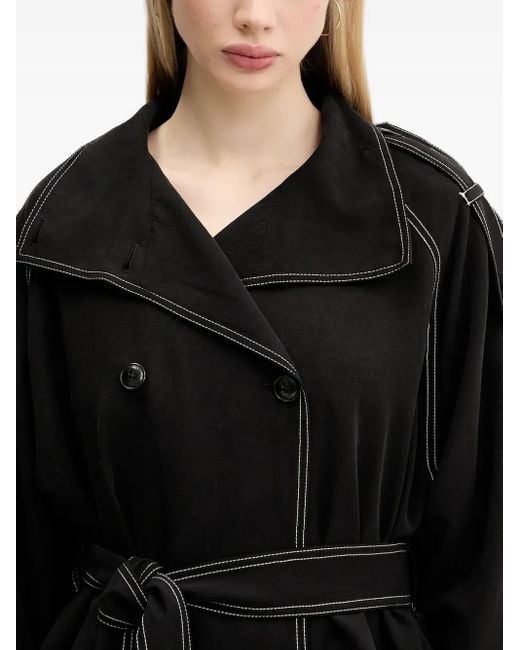 HUGO Black Belted Double-Breasted Coat