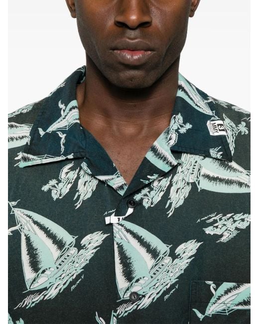 Maison Mihara Yasuhiro Overhemd Met Print in het Green voor heren