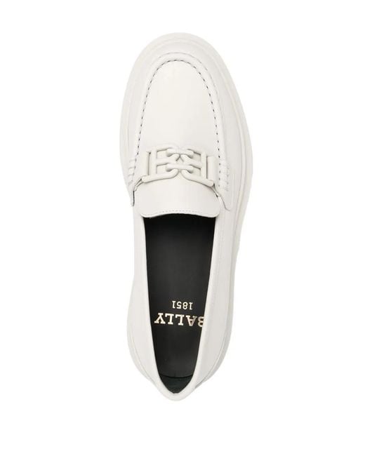 Bally White Tonal Logo-Plaque Loafers