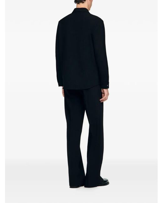 Sandro Black Long-Sleeved Jersey Shirt for men