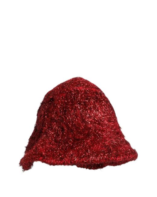 Dolce & Gabbana Red Tinsel-Effect Bucket Hat
