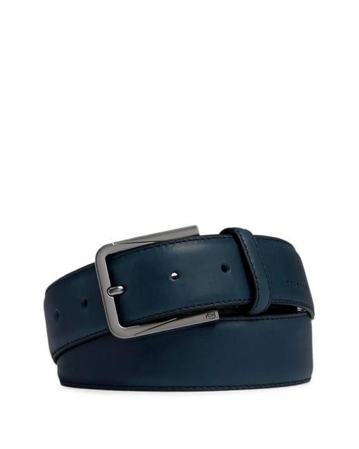 Piquadro Blue Italian-Made Belt With Prong Buckle for men