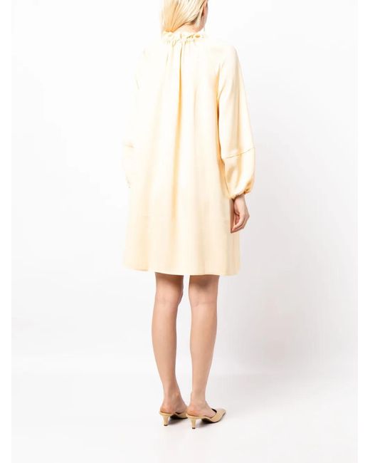GOODIOUS White Tie-Fastening Wide-Sleeves Dress