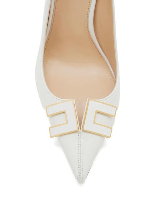 Elisabetta Franchi White Logo-Plaque Stiletto Pumps