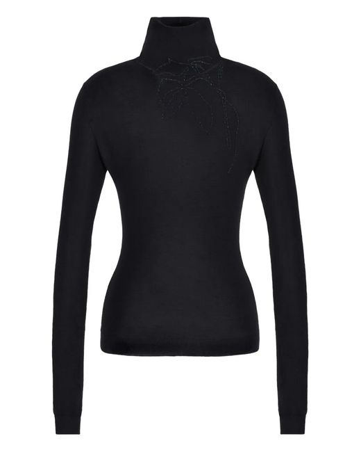 Giorgio Armani Black Embroidered Roll-Neck Sweater