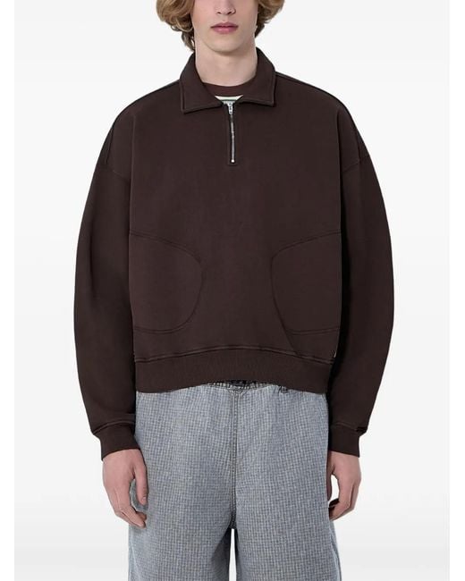 Brain Dead Brown Half-Zip Collared Sweater for men