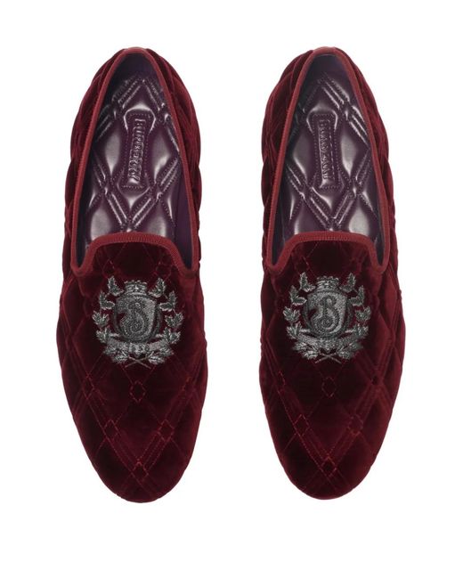 Burberry Red Estate Quilted Crest Loafers for men