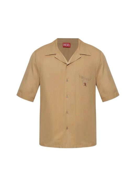 DIESEL Natural S-Ketlir Embroidered Short-Sleeve Shirt for men