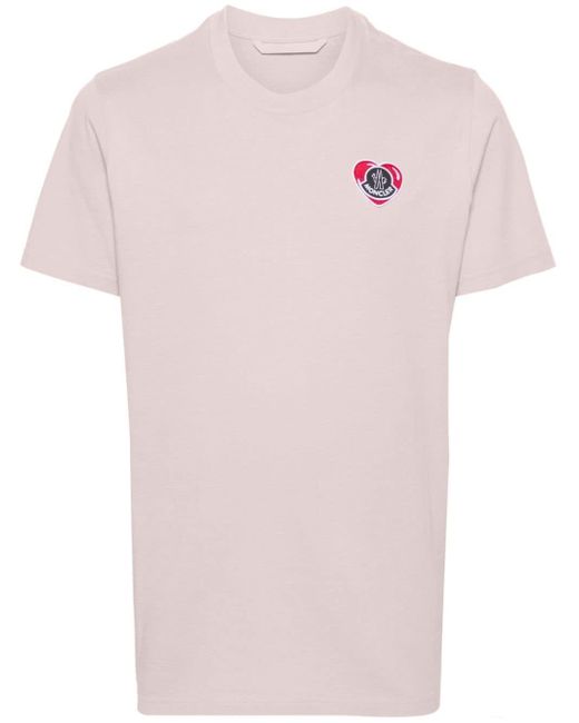 T-shirt con applicazione di Moncler in Pink da Uomo