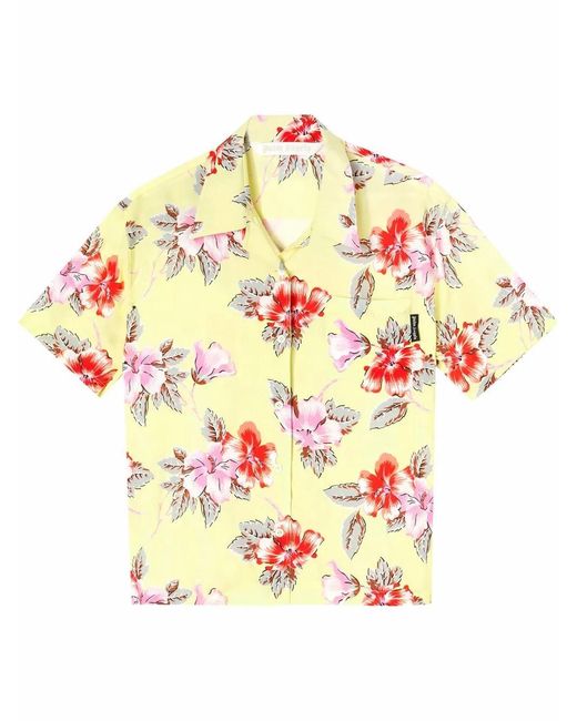 Palm Angels Multicolor Hibiscus-Print Short Sleeve Shirt