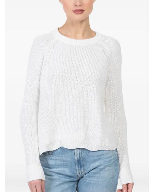 Autumn Cashmere White Knitted Crew-Neck Sweater