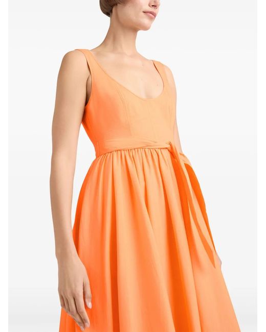 Cinq À Sept Orange Robe Drapée Kilah À Coupe Mi-Longue
