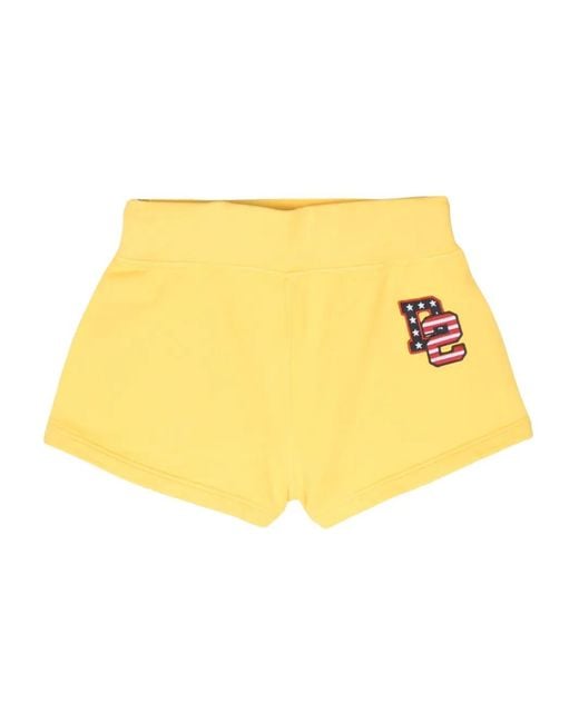 DSquared² Yellow D2 Cotton Shorts