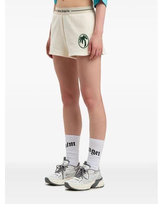 Palm Angels Natural Oval-Palm Shorts