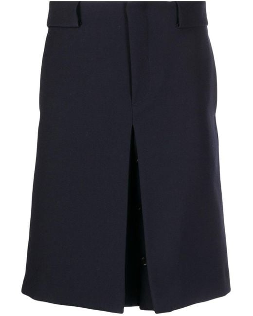 Raf Simons Blue Inverted-pleat Wool Skirt for men