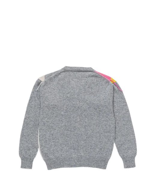 La Fetiche Gray Cynthia Argyle-Pattern Cardigan