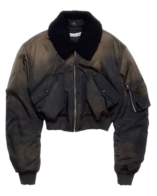 Acne Studios Detachable-Collar Bomber Jacket in Black | Lyst UK