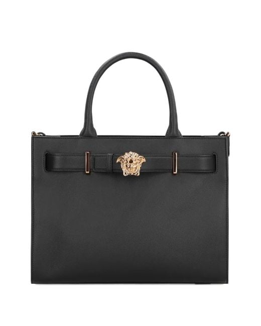 Versace Black Medusa Leather Tote Bag
