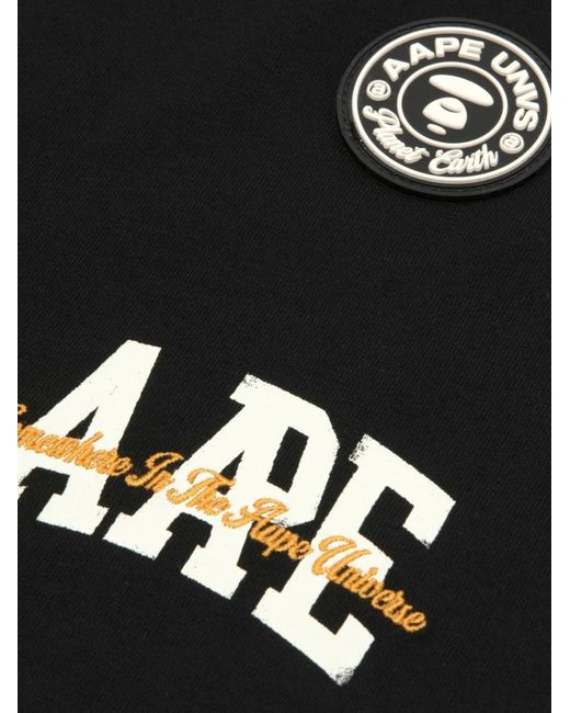 Aape By A Bathing Ape Black T-Shirt À Détails De Logos for men
