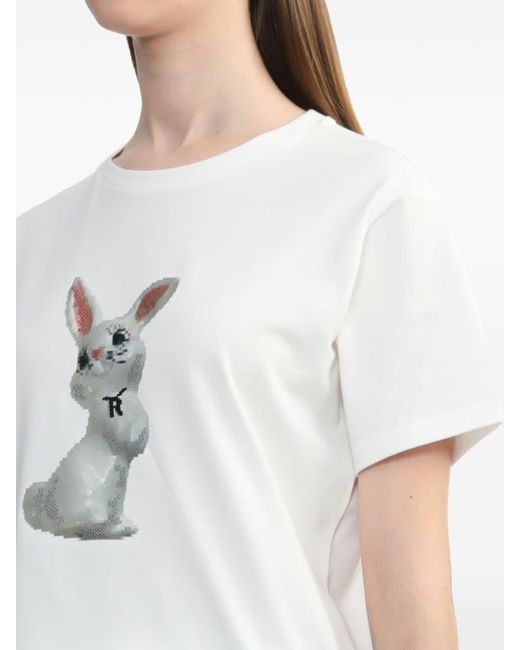 Izzue White Bunny-print Cotton T-shirt
