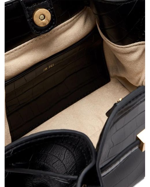 JW PEI Black Hana Croc-Effect Mini Tote Bag